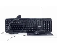 Gembird | 4-in-1 Multimedia office set | KBS-UO4-01 | Klaviatūra, Pelė, Pad and Ausinės Set | su laidu | su pele | US | Juodas