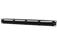 GEMBIRD NPP-C624CM-001 Gembird 19 patch panel 24 port 1U cat.6 su galinio kabelio valdymu, juodas