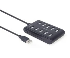 GEMBIRD 10 prievadų USB 2.0 HUB juodas