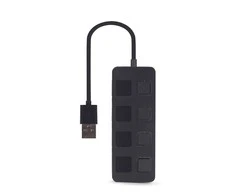 GEMBIRD USB 2.0 4 prievadų šakotuvas su jungikliais juodas