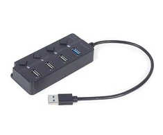 GEMBIRD 4-port USB HUB 1 x USB 3.1 + 3 x USB 2.0 juodas