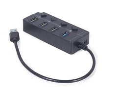 GEMBIRD 4-port USB HUB 1 x USB 3.1 + 3 x USB 2.0 juodas