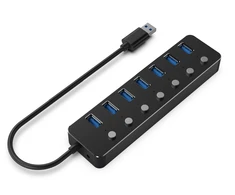 GEMBIRD 7 prievadų USB 3.1 Gen 1 HUB su jungikliais juodas