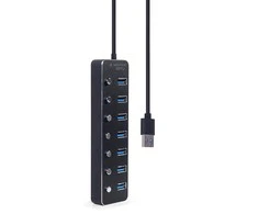 GEMBIRD 7 prievadų USB 3.1 Gen 1 HUB su jungikliais juodas