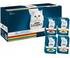 Purina Gourmet Perle Šlapias Maistas Katėms (60x85g) Jautiena, Vištiena, Triušiena, Lašiša
