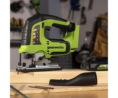 Akumuliatorinis siaurapjūklis Greenworks GD24JS; 24 V (be akumuliatoriaus ir pakrovėjo)