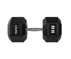 HMS Hex Pro gumuotas hantelis 1 x 35 kg