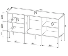 Cama Meble Saugojimo Spinta - HOLE 152x42,5x74,5 cm Matinė Juoda