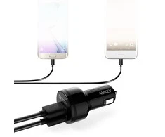 Aukey automobilinis įkroviklis 1.2 prievado (USB A tipo) su greito įkrovimo funkcija 3.0 CC-T8 Juodas
