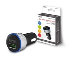 Savio automobilinis greito įkrovimo įkroviklis Savio SA-06/B 3.0A, 2xUSB