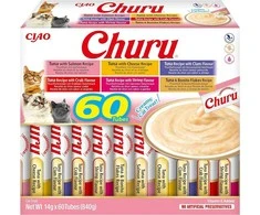 Kačių Skanėstai - Inaba Churu Įvairių Skonių Dėžutė Su Tuno Skanėstais 60 X 14g