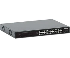 Šakotuvas Intellinet 561891 jungiklis 24x RJ45 Gigabit POE+ 370W, 2x SFP Gigabit, rankinis VLAN