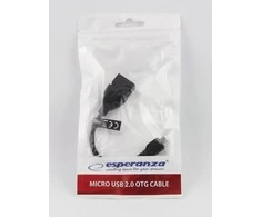 Kabelis Esperanza EB180 EB180 (Micro USB M - USB 2.0 B tipo, F tipo F kištukas; 0,10m; spalva juoda)
