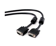 GEMBIRD CC-PPVGA-5M-B Gembird VGA HD15m/HD15m dvigubai ekranuotas su 2 ferito šerdimis 5m kabelis juodas