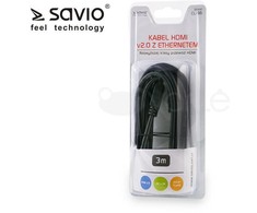 Savio Kabelis HDMI (M) v2.0, 3m, miedź, juoda, auksinė antgaliai, ethernet/3D, CL-96
