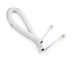 GEMBIRD TC4P4CS-2M-W Gembird Telefono ragelio spiralinis laidas, RJ10 (4P4C), 2m, baltas