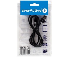 everActive kabelis USB Lightning 1m - Juodas, silikonas, greitas įkrovimas, 2,4A - CBS-1IB