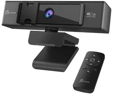 J5CREATE Zoom USB 4K ULTRA HD internetinė kamera 5X – skaitmeninis priartinimas su nuotolinio valdymo pultu