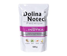 Visavertis konservuotas pašaras visų veislių suaugusiems šunims Dolina Noteci PREMIUM su kalakutiena 500g