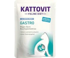 Drėgnas Kačių Maistas - Kattovit Feline Diet Gastro antiena Su Ryžiais 85g