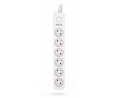 Kerg KERG ilgintuvas su jungikliu-6 lizdais-balta-pilka-5m-16A-H05VV-F-3x1,5mm2