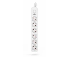 Kerg KERG ilgintuvas su jungikliu-6 lizdais-balta-pilka-5m-16A-H05VV-F-3x1,5mm2