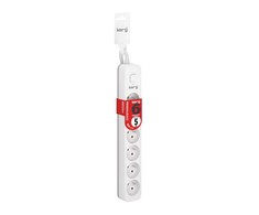 Kerg KERG ilgintuvas su jungikliu-6 lizdais-balta-pilka-5m-16A-H05VV-F-3x1,5mm2