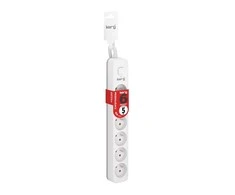 Kerg KERG ilgintuvas su jungikliu-6 lizdais-balta-pilka-5m-16A-H05VV-F-3x1,5mm2