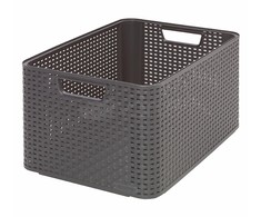 Plastikinis krepšys CURVER RATTAN STYLE, L, tam. pilkos sp., 44 x 33 x 23 cm, 30 l