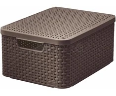 Plastikinė dėžė su dangčiu Style Box Rattan M Curver 18L/39x29x18.7cm tamsiai ruda