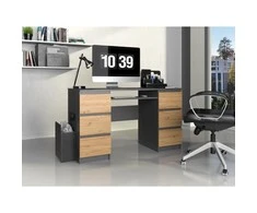 Top E Shop Rašomasis stalas - KUBA 130x51x76 cm Antracitas/Artisan 6 stalčių