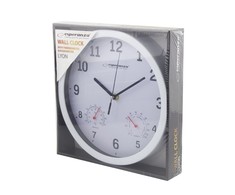 Clock wall Esperanza LYON EHC016W (sidabrinis color, baltos spalvos)
