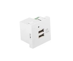 LANBERG AC 45x45 lizdas 230V 5V 2xUSB 2.1A baltas