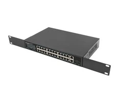 Šakotuvas LANBERG jungiklis PoE+ 19 colių 24x 1GB 2x SFP 250W RSGE-24P-2GE-2S-250 nevaldomas
