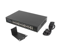 LANBERG jungiklis PoE+ 19 colių 24x 1GB POE+ 2x GB 2x SFP 360W RSGE-24P-2GE-2S-360 nevaldomas
