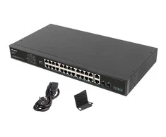 Šakotuvas LANBERG Switch Rack 19 colių RSFE-24P-2C-360 24x 100Mb PoE+ 2x Combo Gigabit 360W