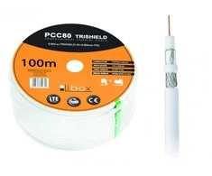 Libox Kabelis koncentryczny PCC80 100m koaksialinis kabelis RG-6/U Baltas
