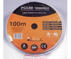 Libox Kabelis koncentryczny PCC80 100m koaksialinis kabelis RG-6/U Baltas
