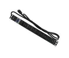 QOLTEC 53999 Apsauga nuo viršįtampių CB, skirta RACK 19 1U 10A PDU 8xIEC C13 2m