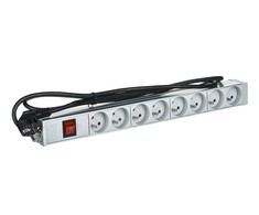 Assmann Electronic ASM A-19-STRIP-2-IMP PDU išleidimo juosta 19 RACK 8xType E, 1,8 m laidas su Schuko, įjungimas/išjungimas, aliuminio