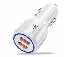 Įkroviklis „Maclean“ automobilinis įkroviklis, „Qualcomm“ greitasis įkrovimas, QC 3.0 - 5V/3A, 9V/1.8A, 12V/1.6A, 5V/3.1A lizdas, baltas, MCE478 W