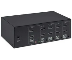Intracom MANHATTAN KVM jungiklis HDMI/USB 4x1 dvigubo monitoriaus vaizdo 4K 30Hz