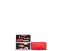 ZWILLING TWINOX Rinkinys kelioninis - raudona skórzane etui, 7 dalys