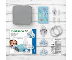 Medisana | Inhaliatorius | IN 165 | Didelis efektyvumas dėl naujoviškos mikrokompresoriaus technologijos. Maitinamas iš įkraunamos baterijos: idealiai tinka keliaujant. Motyvinė kaukė vaikams leidžia lengvai įkvėpti. Tiksliniam vaikų ir suaugusiųjų viršutinių ir apatinių kvėpavimo takų ligų (pvz., astma ir peršalimo) gydymui. Mažo triukšmo purškimas. Automatinis išsijungimas, kai bakas tuščias