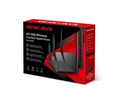 Maršrutizatorius TP-Link Mercusys | AC1900 belaidis dviejų juostų gigabitų procesorius | MR50G | 802.11ac | 600+1300 Mbit/s | 10/100/1000 Mbit/s | Ethernet LAN (RJ-45) jungle 2 | Tinklelio atramos Nr. | MU-MiMO Taip | Nėra mobiliojo plačiajuosčio ryšio | Antenos tipas 6xFiksuotas | Kada