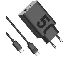 Laidinis įkroviklis Motorola TurboPower 50W Dual USB-C/USB-A su kabeliu USB-C 1m juodos spalvos