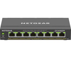 NETGEAR 8 prievadų Gigabit Ethernet didelės galios PoE+ Plus komutatorius (GS308EPP) valdomas L2/L3 Gigabit Ethernet (10/100/1000) Power over Ethernet (PoE) juodas