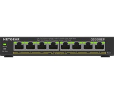 NETGEAR 8-Port Gigabit Ethernet PoE+ Plus Switch (GS308EP) Managed L2/L3 Gigabit Ethernet (10/100/1000) Power over Ethernet (PoE) Juodas