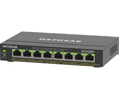 NETGEAR 8-Port Gigabit Ethernet PoE+ Plus Switch (GS308EP) Managed L2/L3 Gigabit Ethernet (10/100/1000) Power over Ethernet (PoE) Juodas
