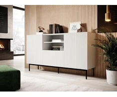 Cama Meble Baldų Komoda - Pafos Ant Juodo Plieno Rėmo 150x40x90 Cm Balta Matinė